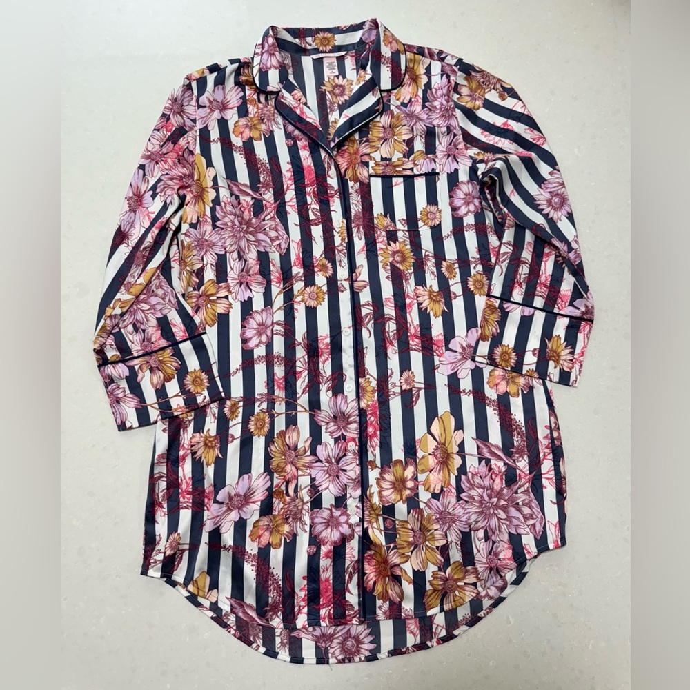 Victoria’s Secret Striped/Floral Sleepshirt Size M